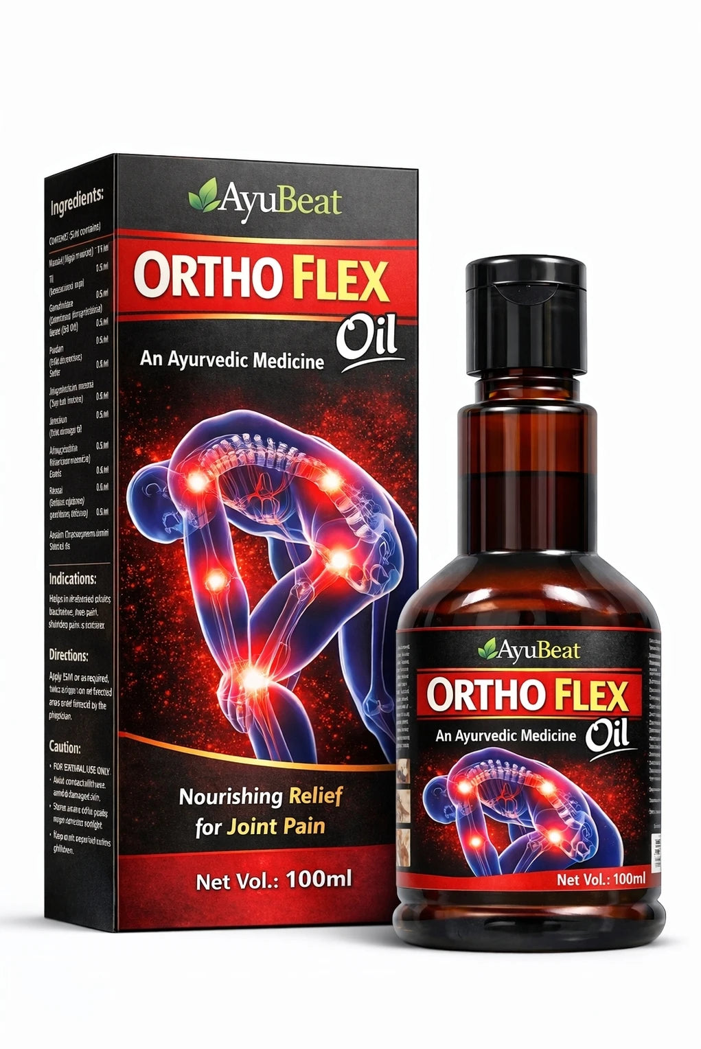 Ayubeat Ortho Flex Ayurvedic Pain Relief Oil – 120ml (100ml + 20ml Free)