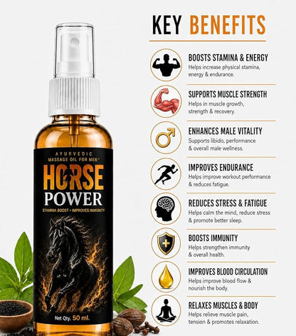 Horse Power Ayurvedic Body Massage Oil for Men – 50 ml