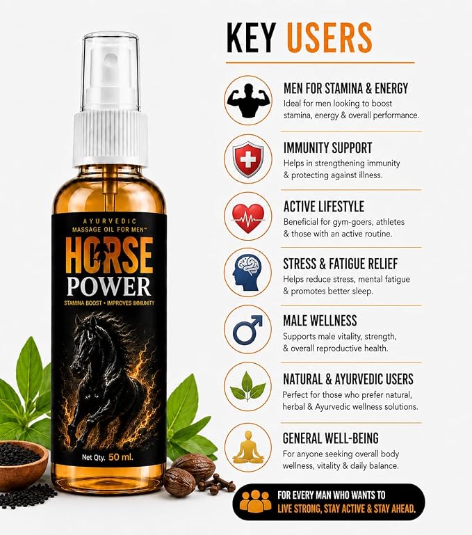 Horse Power Ayurvedic Body Massage Oil for Men – 50 ml