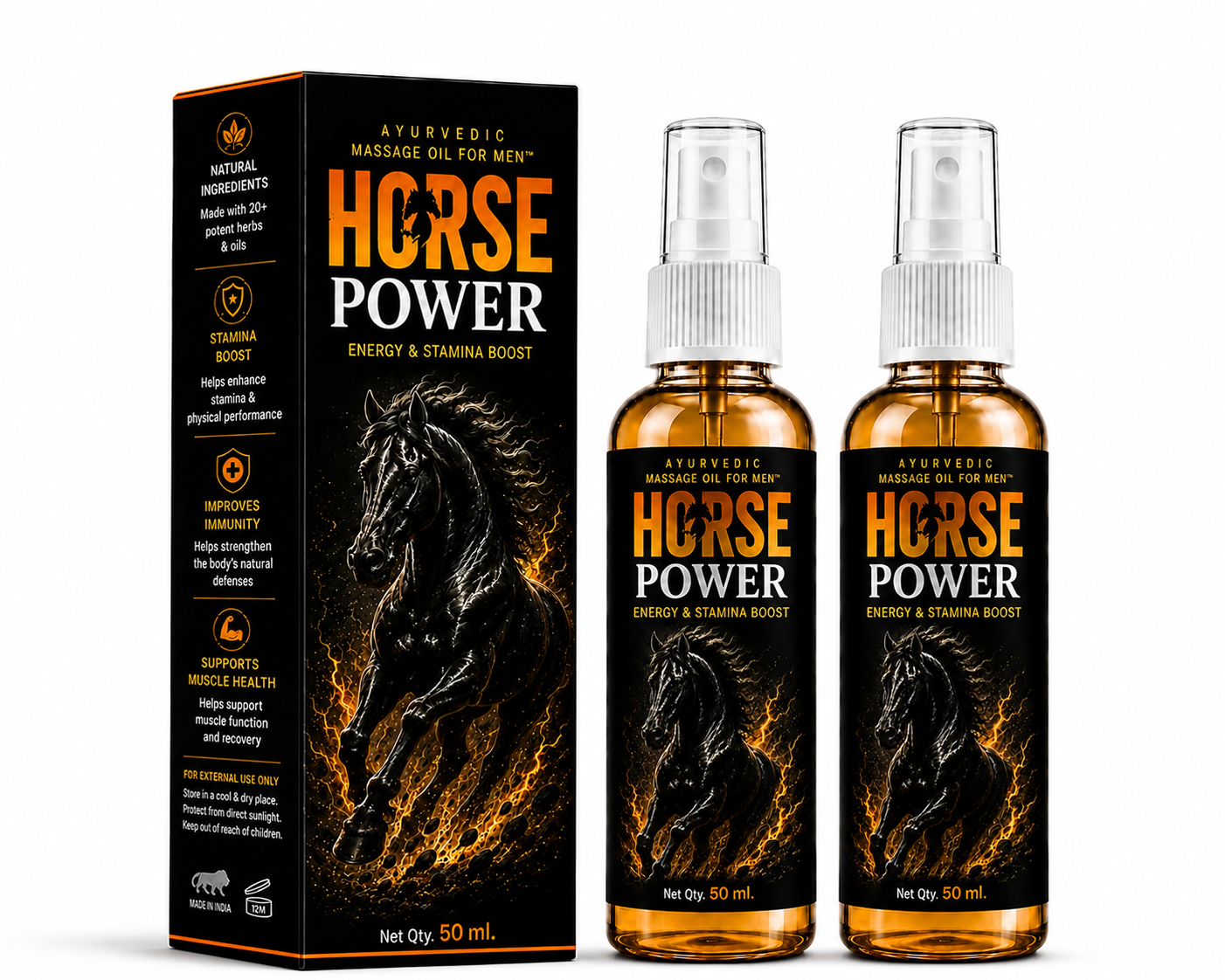 Horse Power Ayurvedic Body Massage Oil for Men – 50 ml