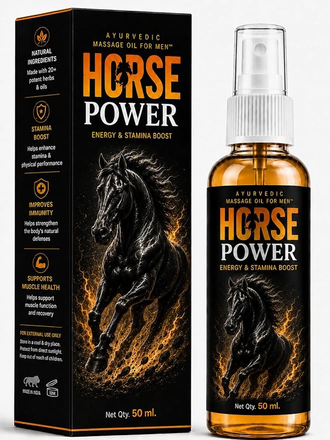 Horse Power Ayurvedic Body Massage Oil for Men – 50 ml
