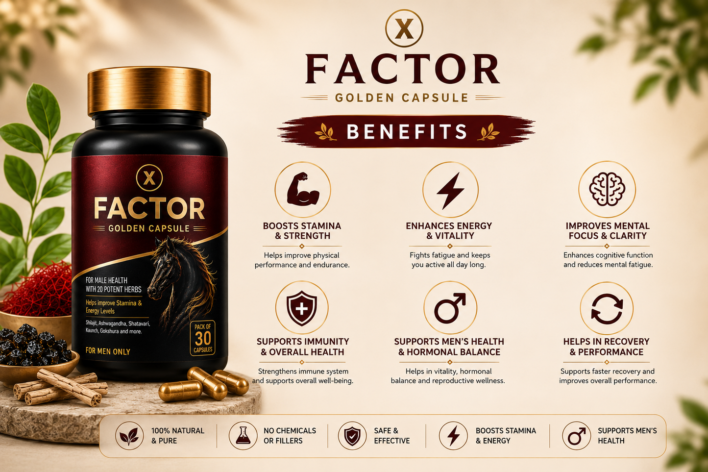 X Factor Golden Capsules for Men – 30 Capsules