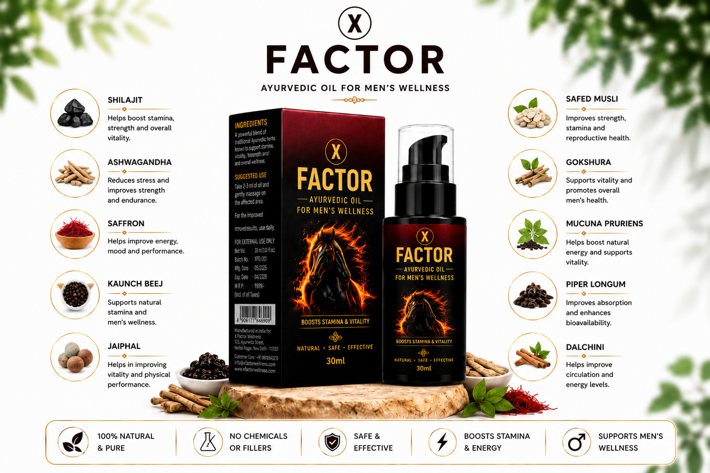 X Factor Ayurvedic Massage Oil for Men – 30ml