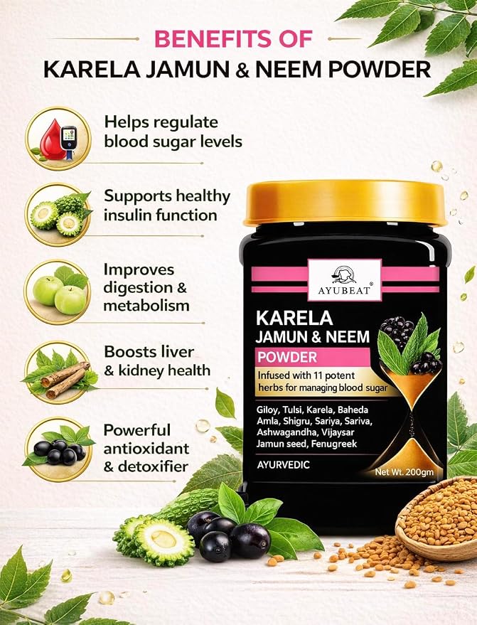 Ayubeat Karela Jamun Neem Herbal Powder – 200g