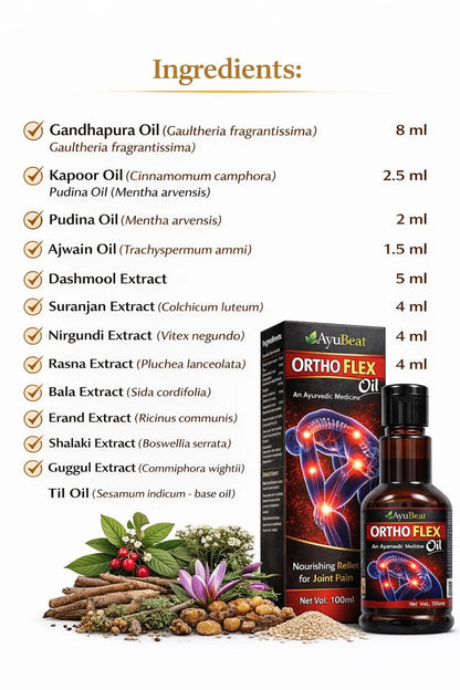 Ayubeat Ortho Flex Ayurvedic Pain Relief Oil – 120ml (100ml + 20ml Free)